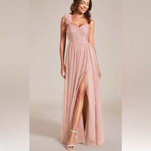 Ever Pretty Sweetheart Neckline One Shoulder Floral Tulle Bridesmaid Dress 16/4X